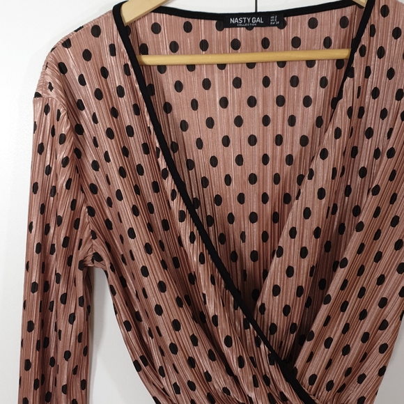 Nasty Gal hot polka dot bodysuit V neck soft 2 - Picture 3 of 15